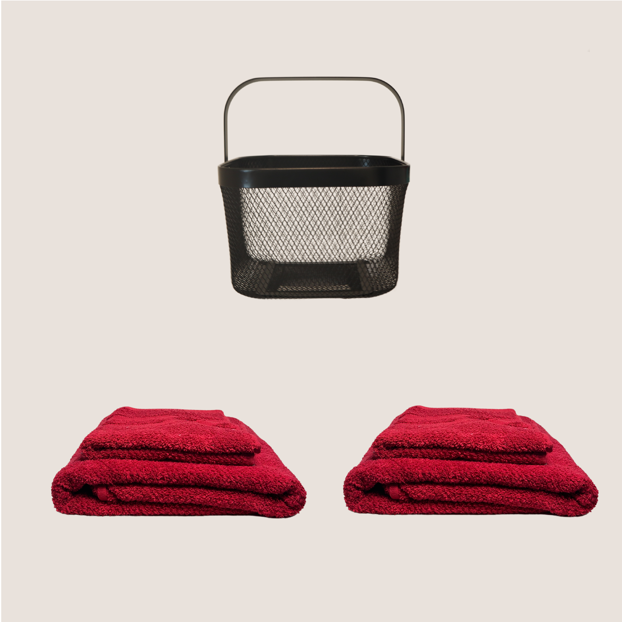 shared bathroom bundle red towels